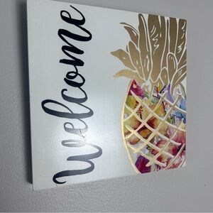 Gold and Multicolor Pineapple Welcome Sign